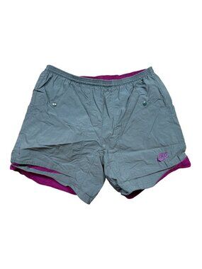 Vintage 90s Nike ACG Shorts Teal Purple Nylon Lined Gorpcore Summer Men's Large